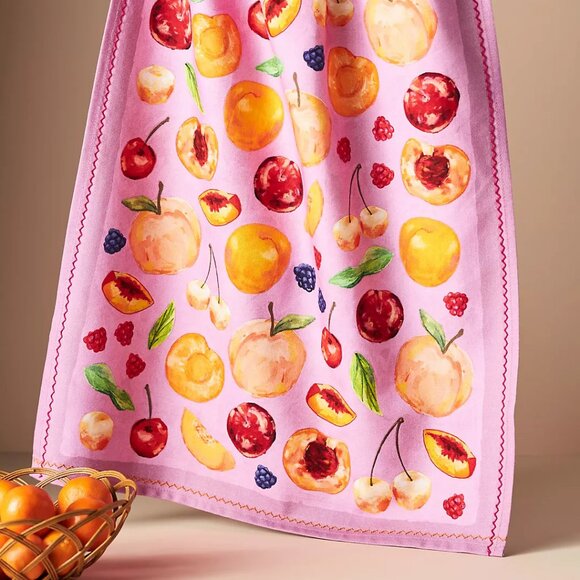 Anthropologie Stone Fruit Dish Towel - NEW NWT  - SOLD OUT - Picture 1 of 6